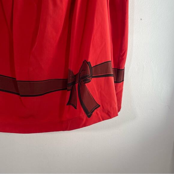 ModCloth Bea & Dot Red Christmas Holiday Ribbon Bow Circle Skirt 1X - Picture 3 of 11